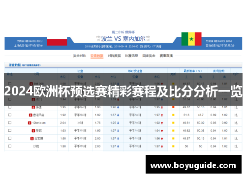 2024欧洲杯预选赛精彩赛程及比分分析一览