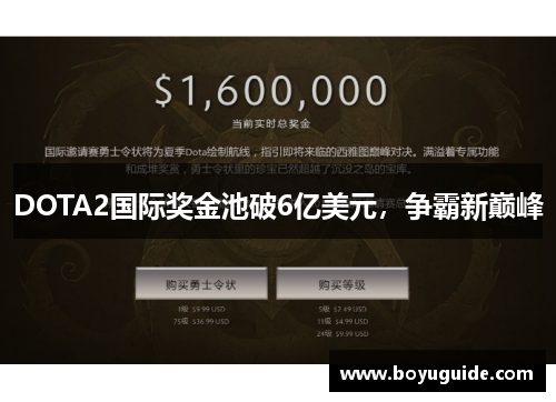 DOTA2国际奖金池破6亿美元，争霸新巅峰